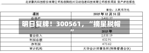 明日复牌！300561	，“摘星脱帽	”-第2张图片